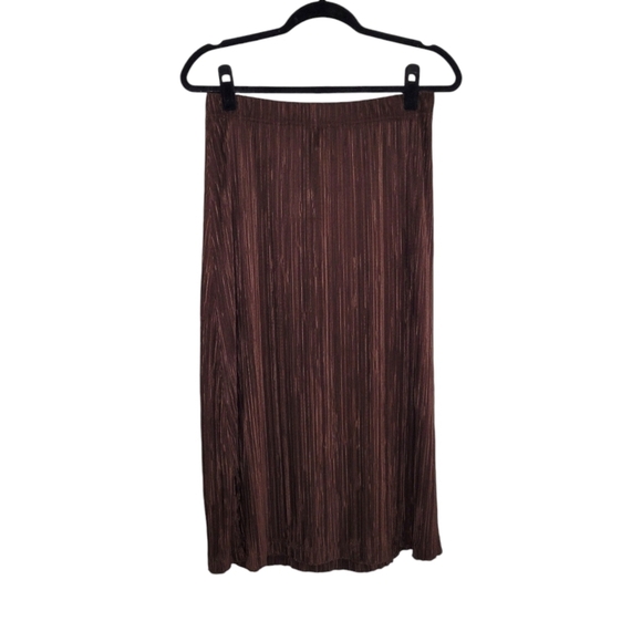 BonWorth Vintage Pleated A-Line Midi Skirt Womens Size XS Petite Chocolate Brown - Picture 1 of 6